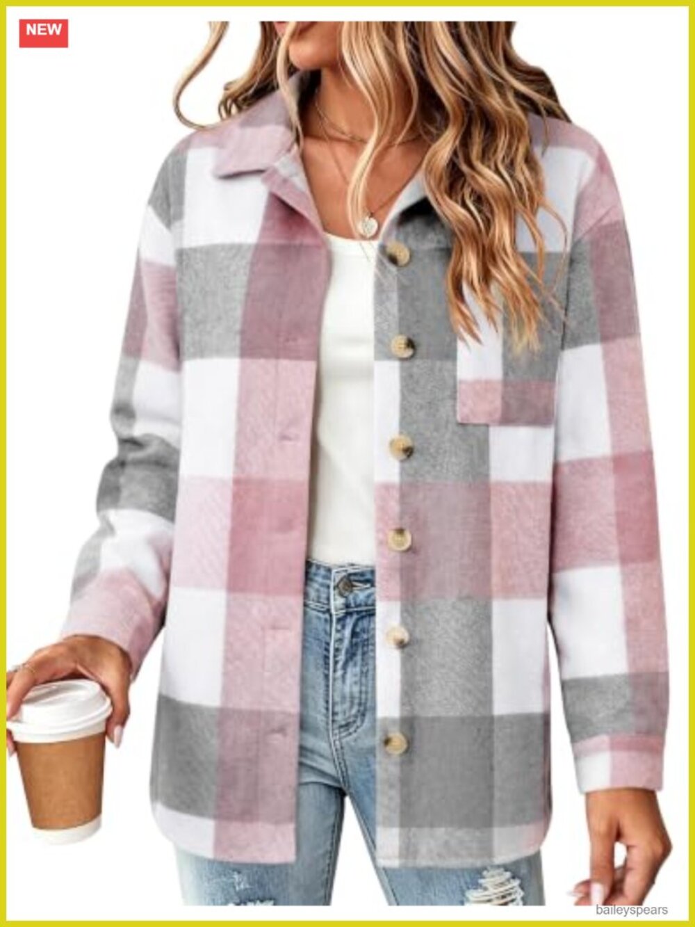 Flannel Shacket Plaid Button Down Long Sleeve Shirt Jacket